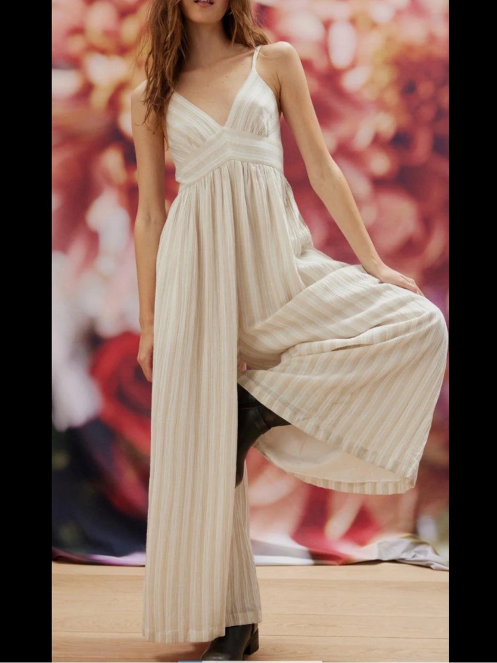 aerie Striped Cream Jumpsuit